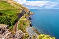 View from Cliff Walk Bray to Greystones with beautiful coastline and cliffs
