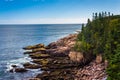 View of cliffs and the Atlantic Ocean in Acadia National Park, M Royalty Free Stock Photo