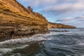 View of Cliffs and Beach at High Tide, Sunset Cliffs Royalty Free Stock Photo