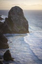 View of the cliffs of Cape Roca and the ocean surf in Sintra, Portugal.