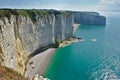 View of the cliffs of Etretat in Normandy in summer