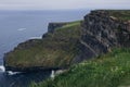 view of the Cliffs of Moher in Ireland with rugged coastline and cloudy sky Royalty Free Stock Photo