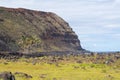 View of the cliffs of the Poike volcano, Easter Island. Easter Island, Chile Royalty Free Stock Photo