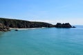 View from the cliffs at Porthcurno, Cornwall, England Royalty Free Stock Photo