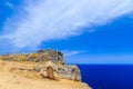 The view from the cliffs to deep blue sea. The Island Of Rhodes, Greece Royalty Free Stock Photo