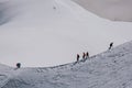 View of climbers from the Aiguille du Midi in French Alps Royalty Free Stock Photo