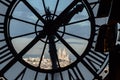 View through clock face from Musee D`Orsay toward Montmartre