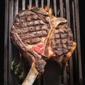 view Close up luxury Beef tomahawk steak grilled to perfection, enticing char Royalty Free Stock Photo