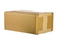 View of closed cardboard box on white