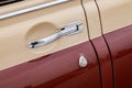 View on closed rear door with handle and corner wondow of the old Russian retro vintage car of the executive class released in the Royalty Free Stock Photo