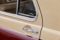 View on closed rear door with handle and corner wondow of the old Russian retro vintage car of the executive class released in the Royalty Free Stock Photo