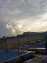 View cloud sunset swimming pool Royalty Free Stock Photo