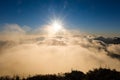 View of clouds from high mountain