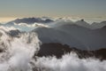 View of clouds from high mountain