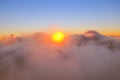 View of clouds from high mountain