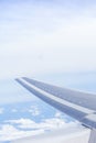 View of clouds and sky. aircraft wing from the window, tinted photo Royalty Free Stock Photo