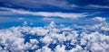 View of clouds and sky through airplane window Royalty Free Stock Photo