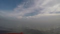 The view of the cloudy sky is immortalized down to the free sea, taken from the speedboat