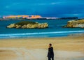 Cloudy sunset over Peniche, Portugal, watched from Baleal South Beach Royalty Free Stock Photo