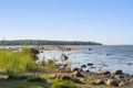 View of the coast, Gulf of Finland and stones in the water Royalty Free Stock Photo