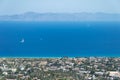 View of the coast of Rhodes island and the Aegean sea from Filerimos mountain Royalty Free Stock Photo