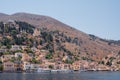 View of the coast of Symi island in summer day, Greece, Europe