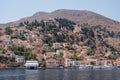 View of the coast of Symi island in summer day, Greece, Europe