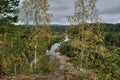 View from the coastal cliffs of the river Serga and the surrounding Ural taiga. Natural Park Deer Streams Sverdlovsk region. Royalty Free Stock Photo