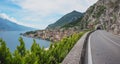 view from coastal road gardesana occidentale to limone sul garda, italy Royalty Free Stock Photo