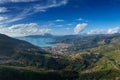 view of the coastal town of Sapri in the mountainous coastline of Campania Region in Italy