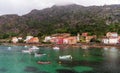 View of the coastal village of O Pindo in the Galicia region of Spain. Royalty Free Stock Photo