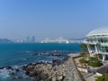 View of the coastline and APEC Naru Park in Busan South Korea. Royalty Free Stock Photo