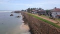 View of the coastline of the dutch fort in Galle, stone wall at the sea