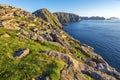 View of the coastline of Sandstrandfjorden from Knivskjelodden view point, the Geographical North Cape in Mageroya island.