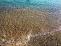 View of the coastline into the sea bays with crystal clear sea water. Barcelona, Spain Royalty Free Stock Photo