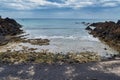 View of the coastline on the volcanic island of Lanzarote, Canary Islands