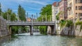 View of the Cobblers` Bridge, Ljubljana, Slovenia Royalty Free Stock Photo