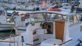 View on the cockpit of the moored boat