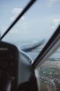 View from the cockpit of a flying plane Royalty Free Stock Photo