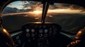 View from the cockpit of a light private plane while performing a leisure flight in autumn