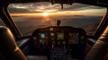 View from the cockpit of a light private plane while performing a leisure flight in autumn