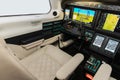 View into the cockpit of a sports plane. Modern Glass cockpit of a turboprop aircraft view of the dashboard