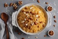 view coconut grey rice background top almond isolated eid Jorda zarda food nuts sh served