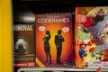 View of Codenames board game displayed on store shelf. Royalty Free Stock Photo