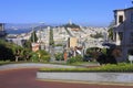 San Francisco, Evening Light on Lombard Street with Coit Tower, California, USA Royalty Free Stock Photo