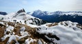 View on Col Rodella peak and mount Marmolada. South Tyrol, Italy.