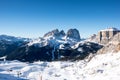 View of Col Rodella Sasso Piatto and Sassolungo, Canazei, Italy