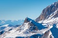 View of Col Rodella with top station of the cable car, Canazei, Italy