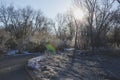 A frosty walk way in the morning light