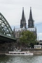 View of Cologne Cathedral Kolner Dom and Rhine river under the Hohenzollern Bridge - Cologne